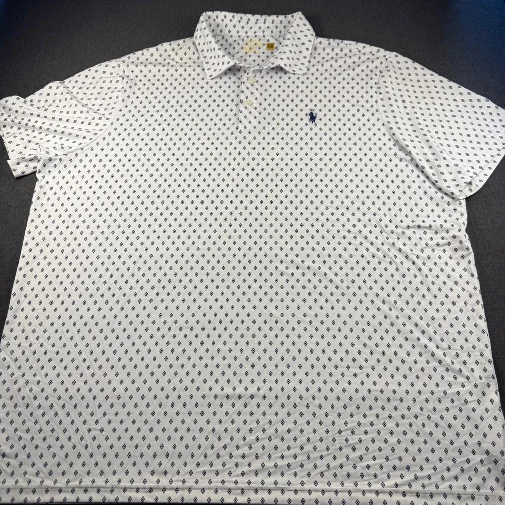 Polo Ralph Lauren Performance Shirt Mens XXL White Blue Red Diamond Golf Polo